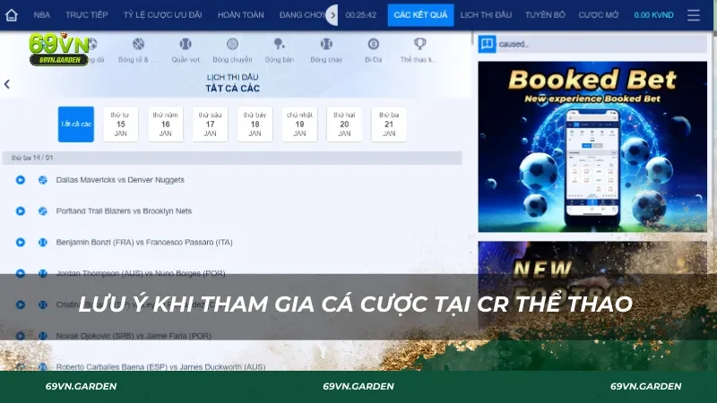 Lưu ý khi tham gia cá cược tại CR Thể Thao